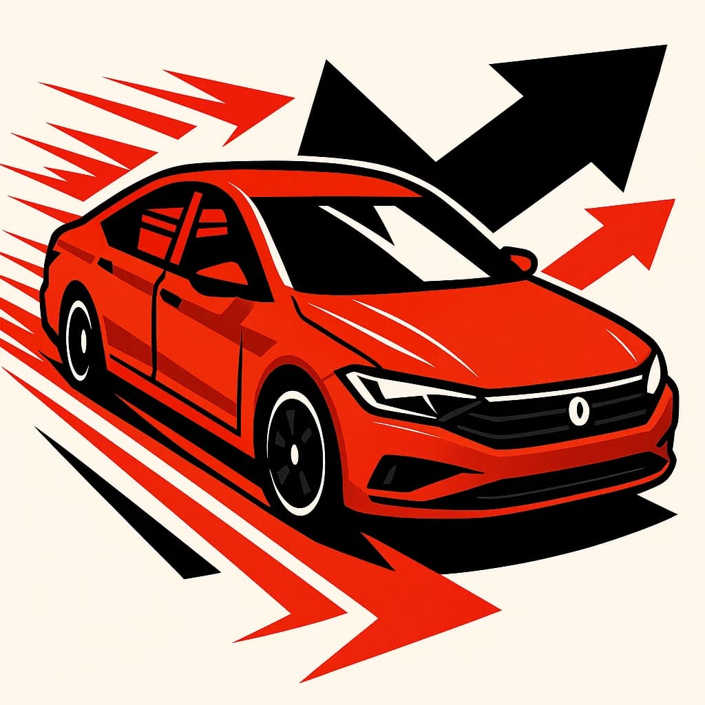 Bold illustration of a DoorDash-ready delivery car in motion